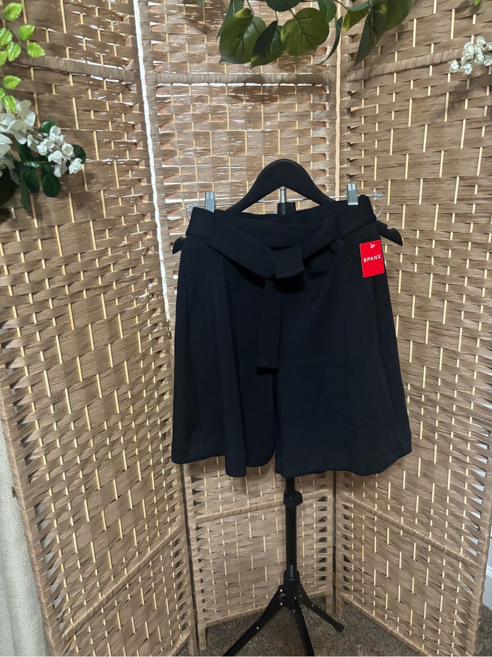 SPANX Black A-Line High-Waist Tie Shorts